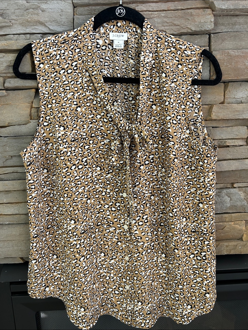 NWOT J. Crew Tan Leopard Print Sleeveless Tie-Neck Camisole